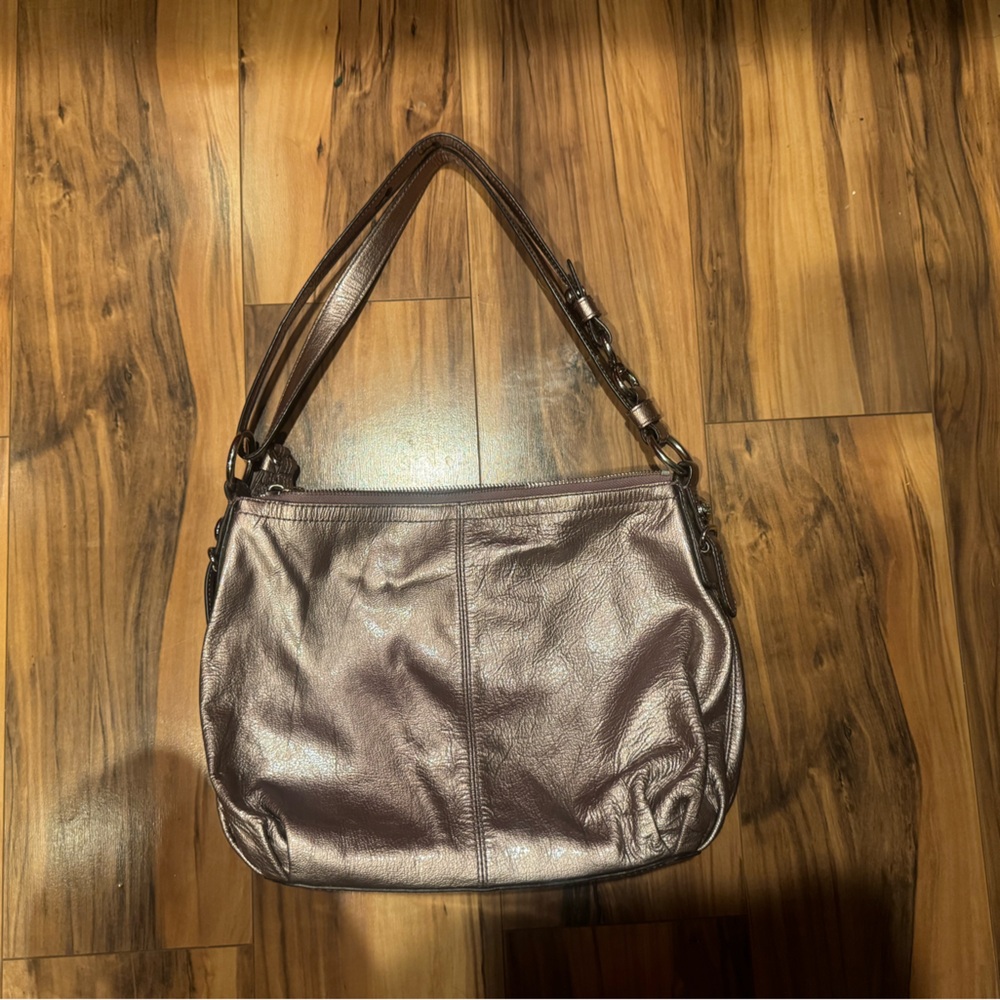 Vintage Coach Mia Shoulder Bag Metallic Purple Grey